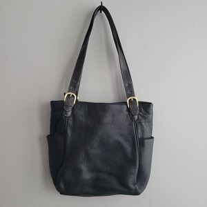 Great American Leatherworks vintage genuine soft leather black purse satchel bag